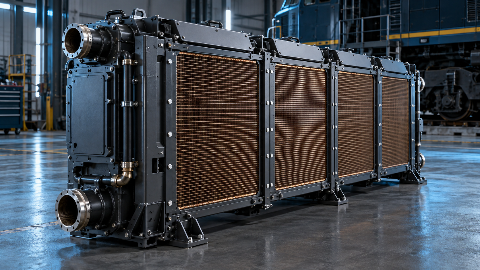 Conjunto modular de radiadores para locomotivas Dash
